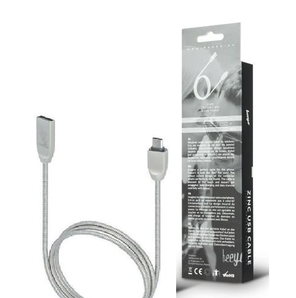 Beeyo 2-Amp Zinc MicroUSB Kabel För Smartphones - Silver Silver