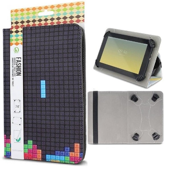Yleiskäyttöinen läppäkotelo 7"-8" tableteille - Tetris Black