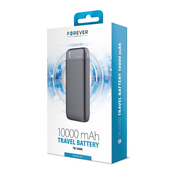 10000mAh Forever Powerbank til mobiltelefoner og tablets Sva Black