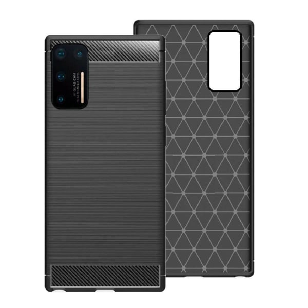Huawei P40 - Fleksibelt Carbon Soft TPU Cover - Sort Black