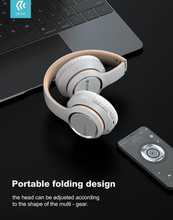 Devia Kintone Vikbara On-Ear Trådlösa Bluetooth HD-hörlurar Red