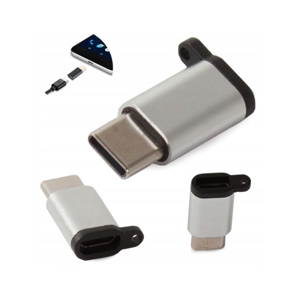 2-Pack MicroUSB till Type-C Adapter DataSync laddning multifärg