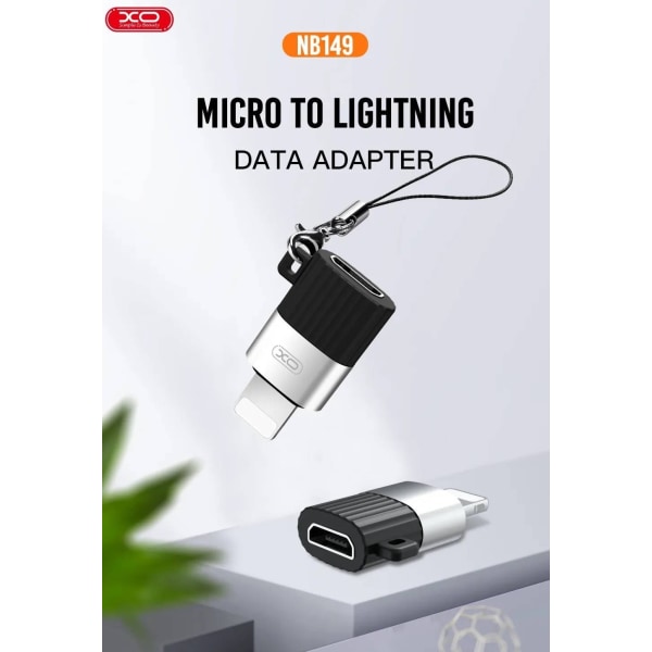 microUSB-Lightning-sovitin - lataus / tiedonsiirto Black