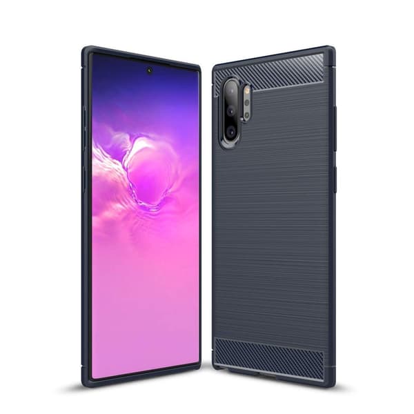 Samsung Galaxy Note 10+ Flexibel Carbon Mjuk TPU Skal - Blå Blue