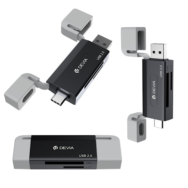 Devia Smart Series USB+Type-C 2.0 till SD/TF 2-i-1 Kortläsare card reader Black