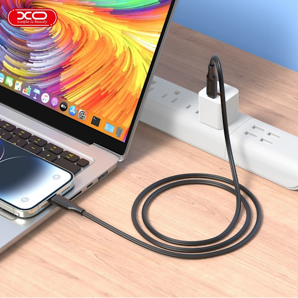 60W USB-C till USB-C PD Snabbladdning kabel Samsung, iPhone 15/16 Vit