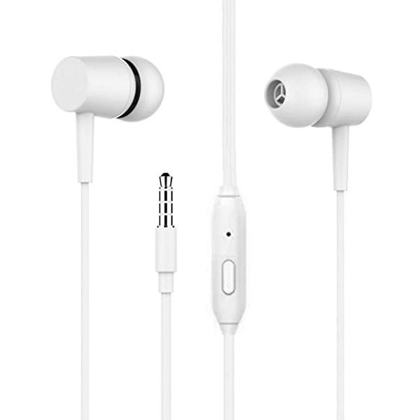 In-Ear Kablede hovedtelefoner med mikrofon 3,5 mm iPhone, Samsung White