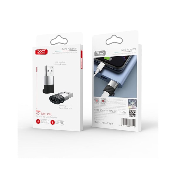 USB-adapter USB typ A (hane) till USB-C (hona) Laddning Dataöver Svart