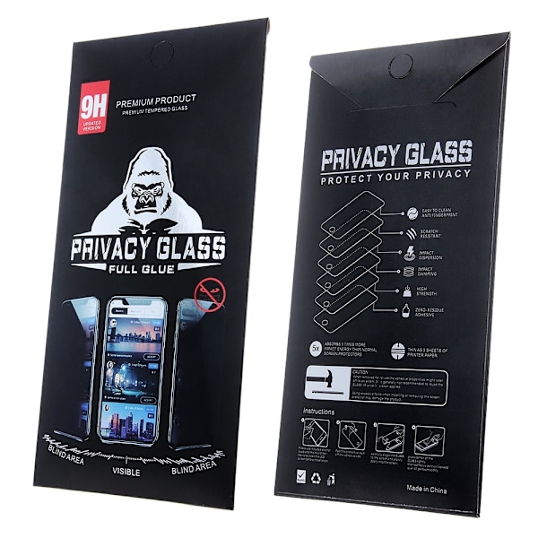 iPhone 16 - Privacy Helskärm Härdat Glas Transparent