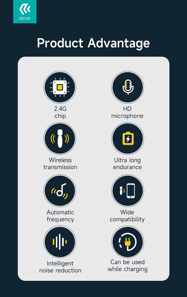 Devia Kintone Trådlös Mikrofon med Lightning kontakt (för iPhone/iPad) Black