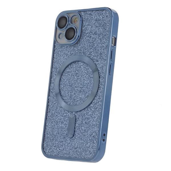 iPhone 14 PRO - Magasafe 2i1 Glitter / Transparent Chrome Skal Blå