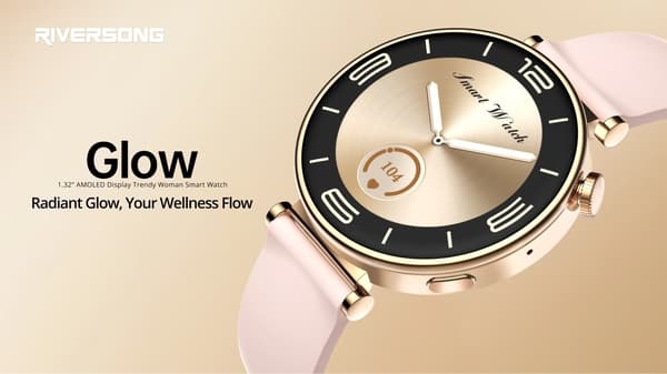 Riversong Smartklocka GLOW SW906 Bluetooth-samtal med extra rem Rosaguld Rosa guld