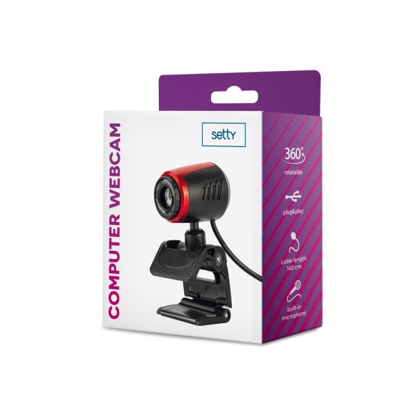 Setty USB Digital Webcam med Mikrofon Sort rød Multicolor
