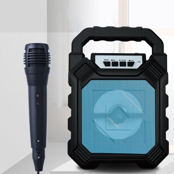 Trådlös Portable Bluetooth Högtalare med Mikrofon, Tf kort, AUX Svart