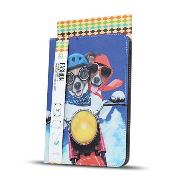 Universal Flip Case til 7"-8" tabletter - Puppy Riders Blue