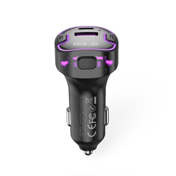 Bluetooth FM Sändare Billaddare med USB-C & USB snabbladdning XO Black