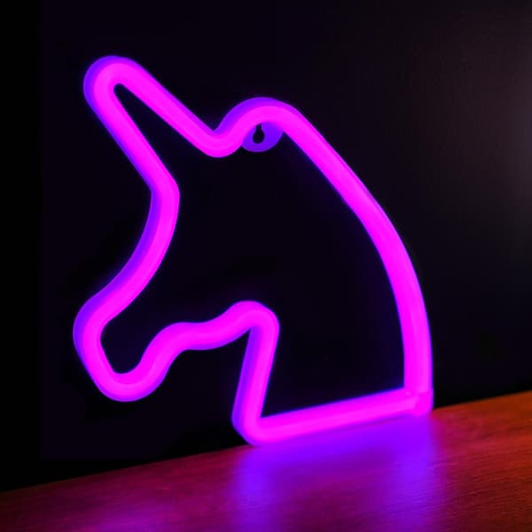 Neon LED UNICORN Batteri + USB Forever Light Rosa Pink