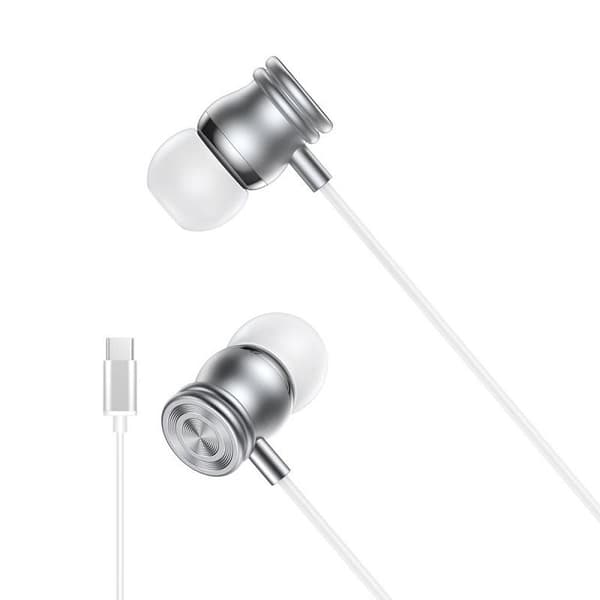 Apple iPhone 15/16/17/18 kompatibla USB-C In-Ear Hörlurar med Mikrofon -Silver Silver