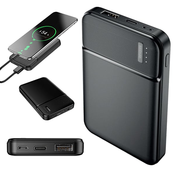 Maxlife Powerbank USB-C 5000Mah X2 Hurtig opladning Black