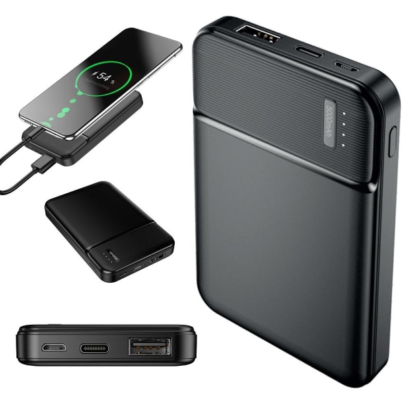 Maxlife Powerbank USB-C 5000Mah X2 pikalataus Black