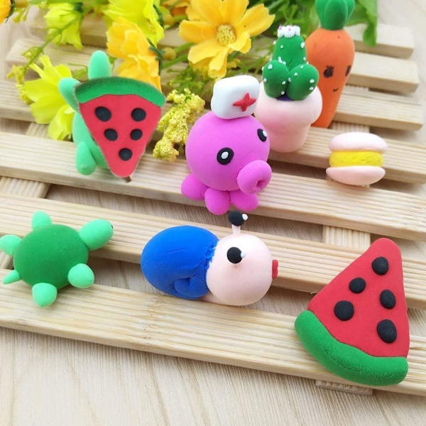 12-Pack Mjuk och Stretchy Bouncing Clay / Fluffy Slime multifärg