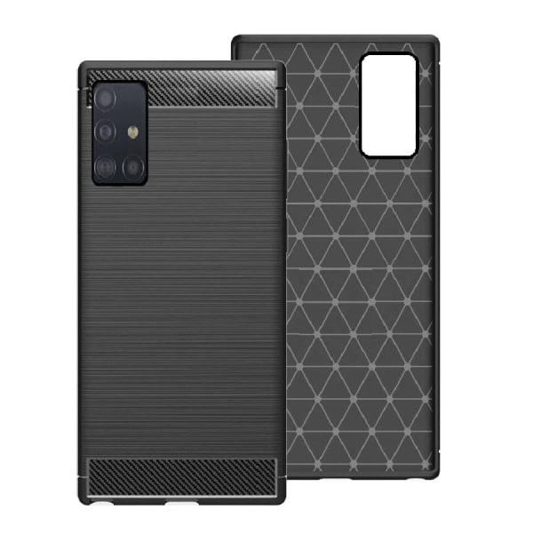 Samsung Galaxy A41 - Fleksibelt Carbon Soft TPU Cover - Sort Black
