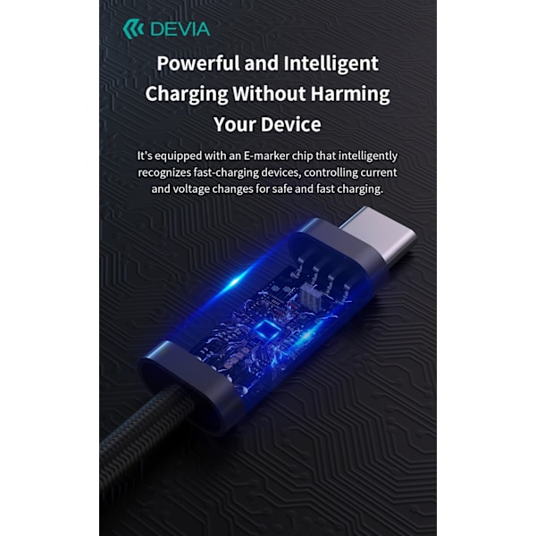 240W Devia Extreme Snabbladdning USB-C till USB-C-kabel – 2m Svart