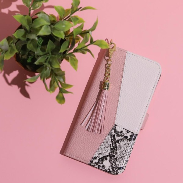 iPhone 14 Plus - Smart Charms Case Mobile Wallet Pink Multicolor