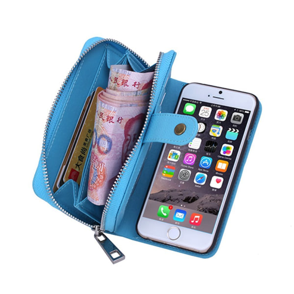 iPhone 6 Plus / 6s Plus - Magneettinen lompakkokotelo - sininen Blue