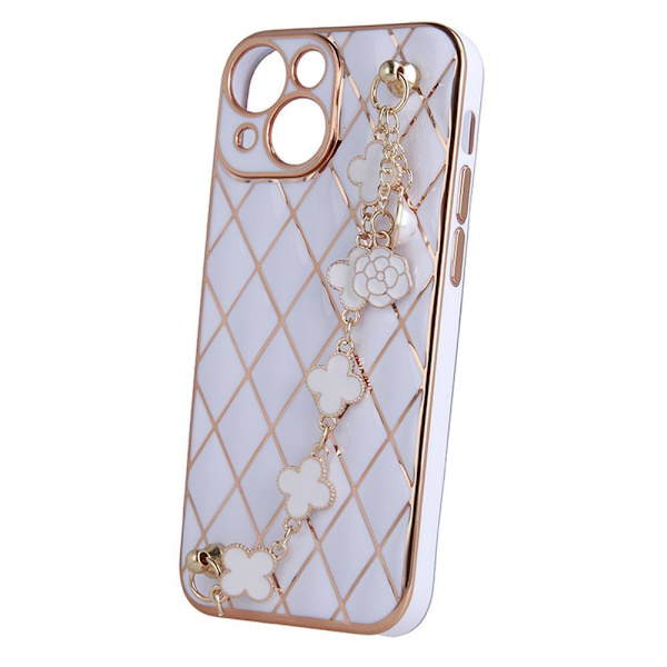 iPhone 13 PRO - Elegant Glamour Mjuk Skal Vit