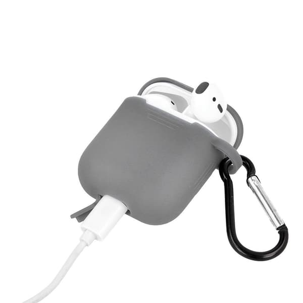 AirPod Silikon laddningsfodral Med Krok - Grå Grey