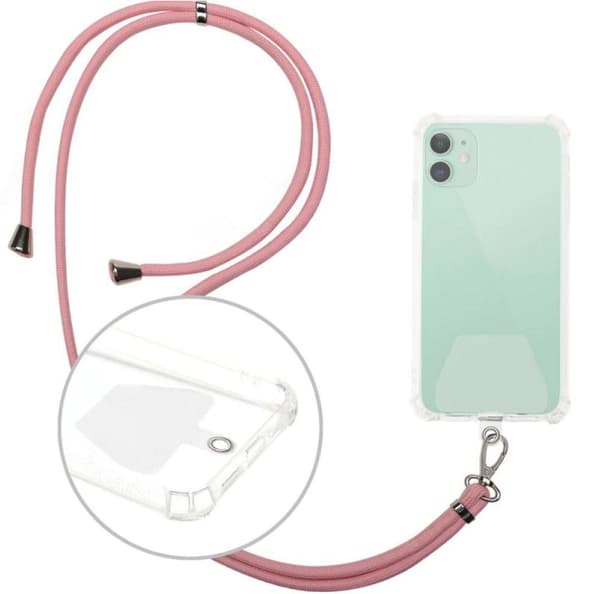 Universal Crossbody Nylon Patch Neck Strap Lanyards Rope för Mobile Pink