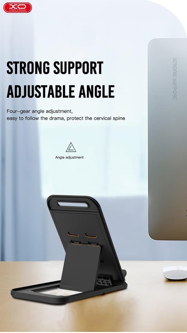 Bærbar Multi-Angle Mobiltelefon Holder/Stativ Holder - Sort Black