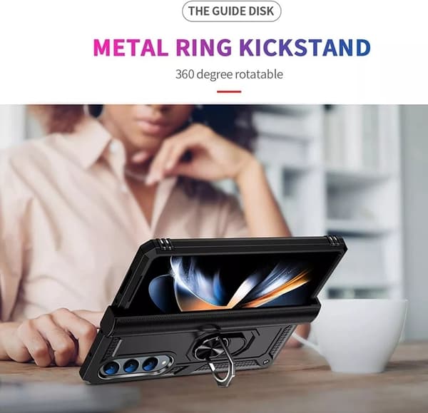 Samsung Galaxy Z Fold 6 - Stötsäker Ring Armor Stand Slimmt mobilskal Röd Röd