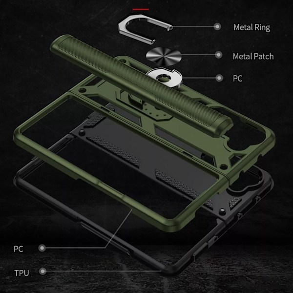 Samsung Galaxy Z Fold 6 - Stötsäker Ring Armor Stand Slimmt mobilskal Röd Red