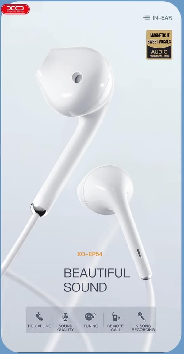 In-Ear Kablede hovedtelefoner med mikrofon 3,5 mm iPhone, Samsung White
