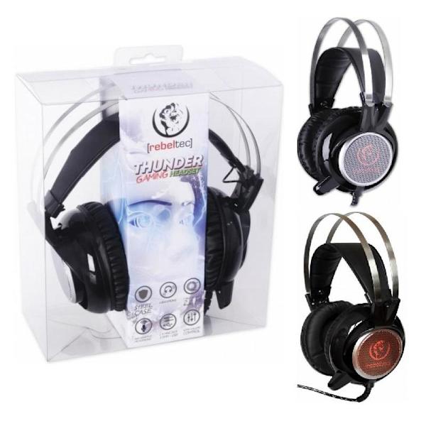 Spelhörlurar Rebeltec THUNDER Pro Gaming Headset Svart