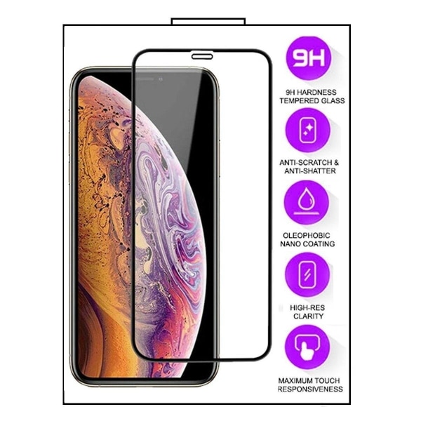 iPhone 11 Pro MAX / XS MAX - Antibakterielt hærdet glas - Sort stel Transparent