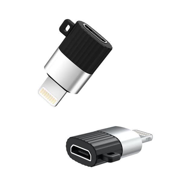 microUSB-Lightning-sovitin - lataus / tiedonsiirto Black