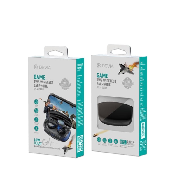 TWS Bluetooth V5.0 trådløse hovedtelefoner DEVIA JOY Game - Sort Black