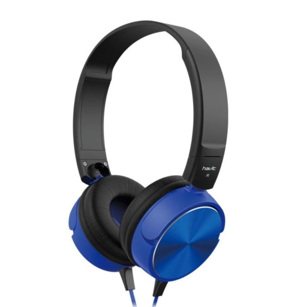 HAVIT Stereo sound Langalliset kuulokkeet mikrofonilla - Sininen Blue