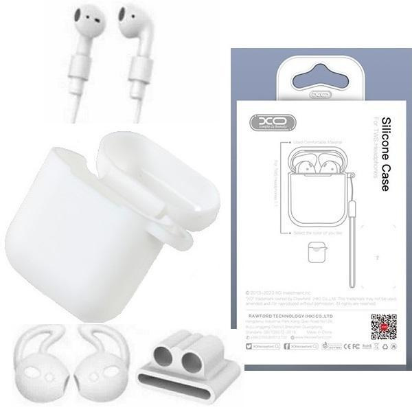 AirPod Silikone Opladningsetui + Anti-tab beskyttelsessæt - Hvid White