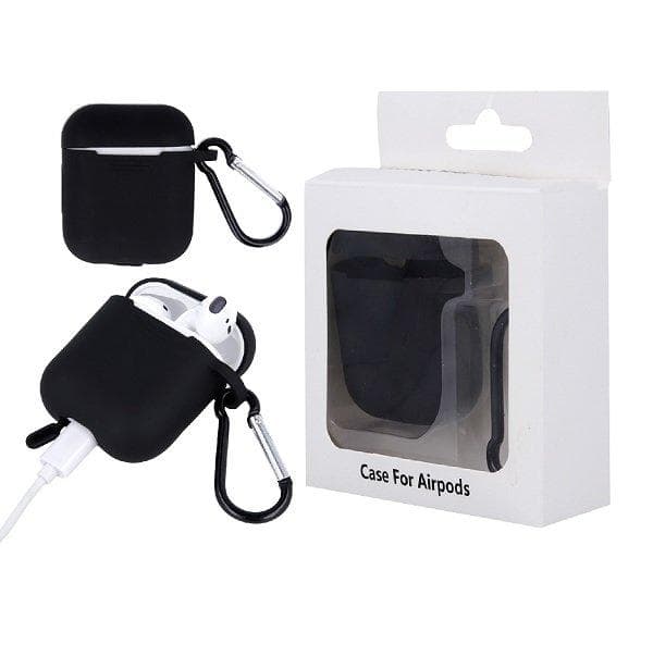 AirPod Silikon laddningsfodral Med Krok - Svart Black