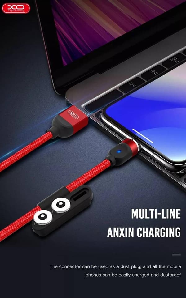 Magnetic 3in1 Lightning / USB-C 2.4Amp Laddningskabel -100cm Black