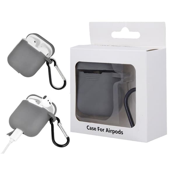 AirPod Silikon laddningsfodral Med Krok - Grå Grey