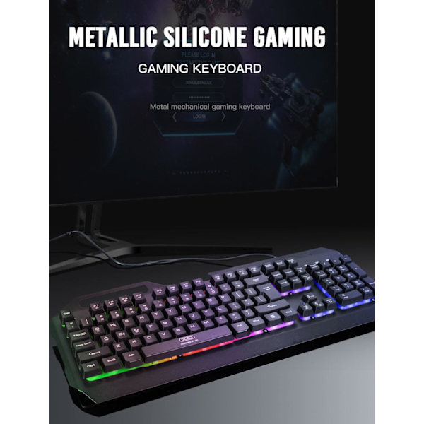 XO RGB Backlit Mekaniskt Metall Gaming LED Tangentbord Svart