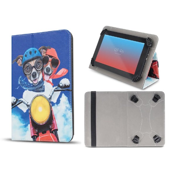 Universal Flip Case til 7"-8" tabletter - Puppy Riders Blue