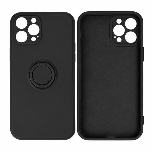 iPhone 16 Pro - Finger Grip Skal Matt med Ringhållare & Stativ -Svart Black