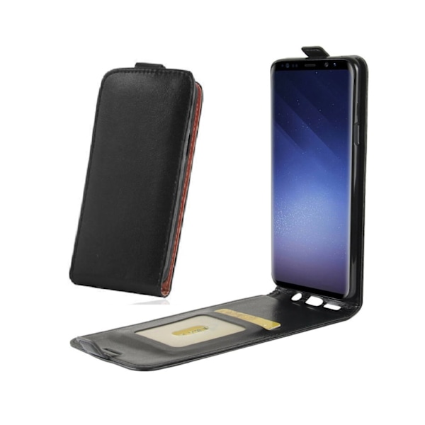 Samsung Galaxy S6 Edge Upp ner PU läder Plånboksfodral - Svart Black