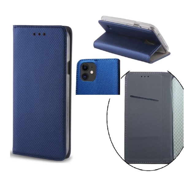 iPhone 11 - Smart Magnet Flip Case Mobiililompakko - Navy Marine blue